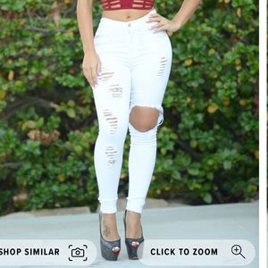 White fashion nova glistening jeans